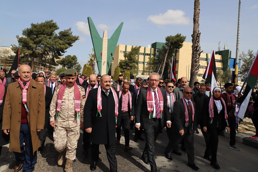 Organized by the Deanship of Student Affairs - Yarmouk President sponsors university celebrations for the 60th anniversary of his Majesty's birth and the 54th anniversary of the Battle of Eternal Dignity